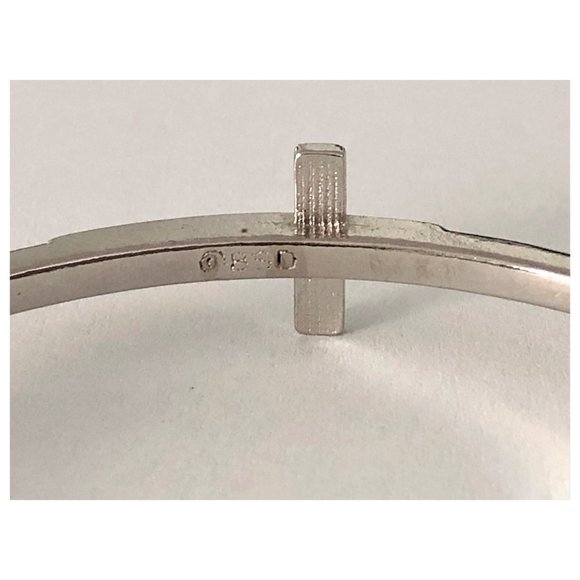 Silver Tone Pewter Sideways Cross Bangle Bracelet Faith Hope Love BSD Christian - Picture 7 of 7